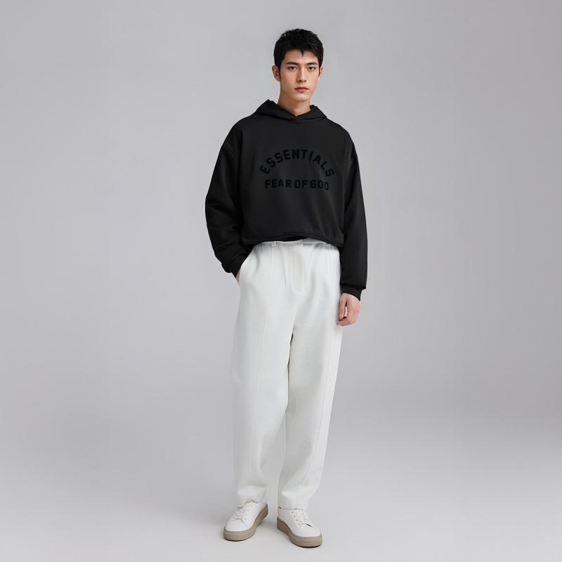 Fear of God Essentials Nylonová fleecová mikina s kapucí Jet Black/Jet Black Pánské topy 202SP244324F