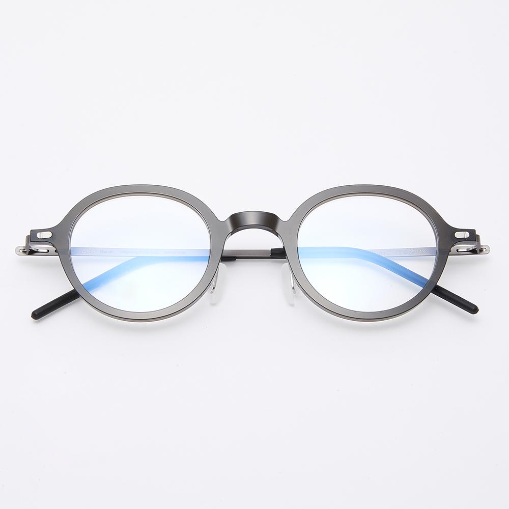 Alloaiweeo [The Air] Al5510 0910G Oriental Round Ultra-Lightweight Eyeglass Frame Black Blue Light Lens Selection