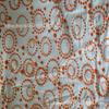 Polka Dot Flocked Gold Foil Brocade Polyester Taffeta with Quilted Cotton Plaid Jacquard Film.