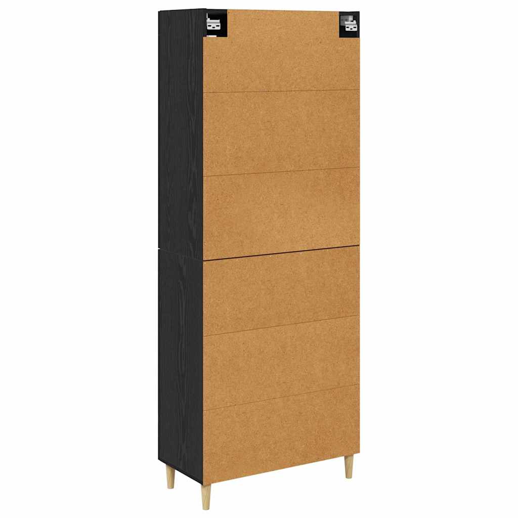 Highboard in Black Oak Look 69.5 x 34 x 180 cm Engineered Wood