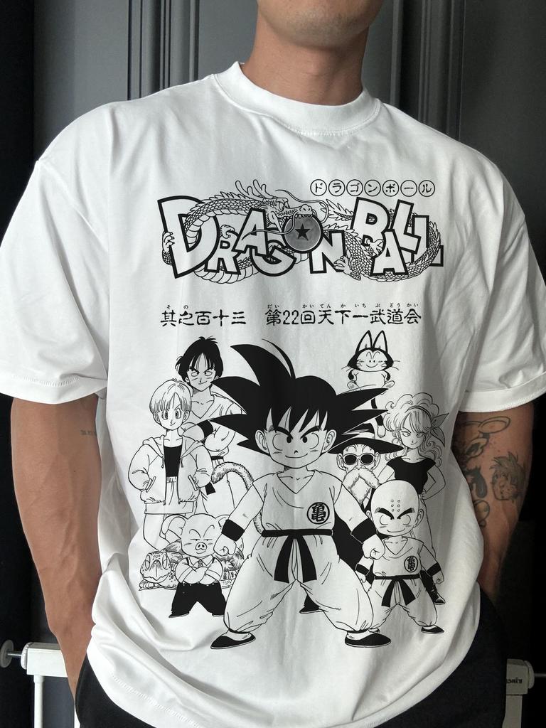 Dragon Ball Print Tshirt Unisex Anime Print Casual Shortsleeved Top Trendy Street Style Y2k Style 2026 Summer New Arrival