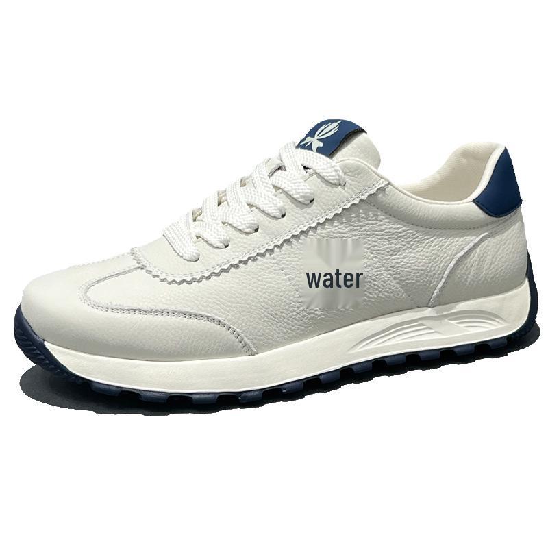 Tênis de Corrida Masculino Forrest Gump 2025 em Couro Genuíno Branco - Respirável, Leve, Sola Macia, Calçado Esportivo Casual