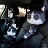 Husky Cartoon Car Headrest: Removable, Washable, All-Season Neck Pillow & Shoulder Protector.