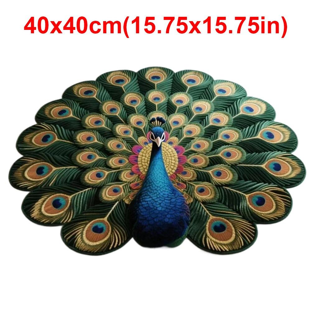 Soft Peacock Carpet Non-slip Bathroom Floor Mat Portable Blanket  for Living Room Tea Table Bedside