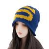 American loose retro contrasting color thick knitted hat bag head hat women's autumn and winter warm face small cold hat stack hat