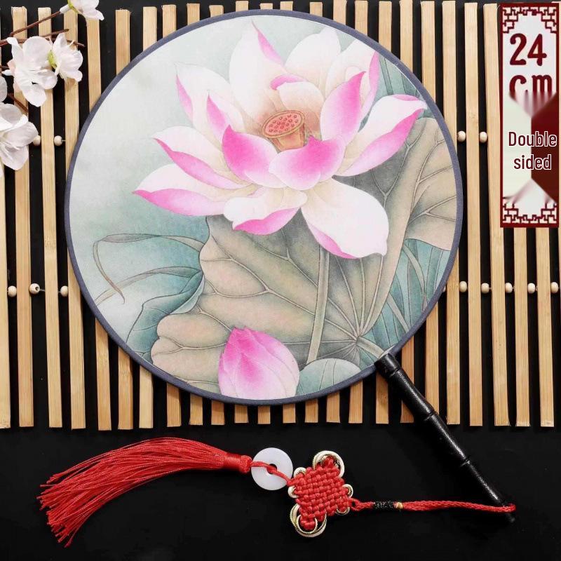 Neuer doppelseitiger runder Cheongsam Performance Tanzfächer