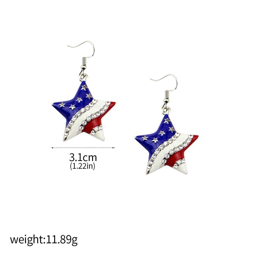 Popular US Flag Star Heart Earrings and Pendant Set