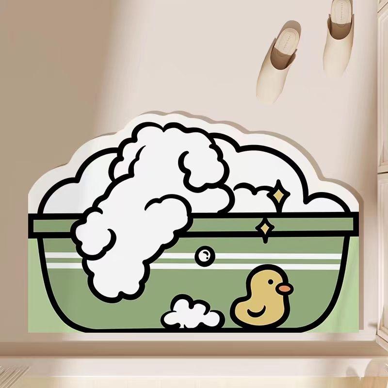 Cute cartoon bathroom absorbent floor mat diatom mud household toilet toilet toilet quick drying non-slip foot pad