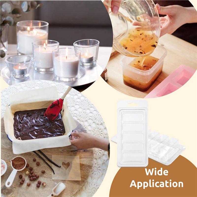 

ABJI-100 Pcs Wax Melt Containers, 5-Cavity Wax Melt Clamshell Molds,Clear Empty Plastic Wax Melt Mold For DIY Candles Making прозрачный