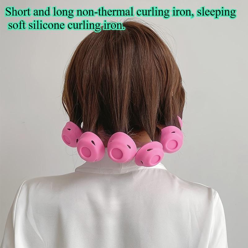 

10pcs Soft Silicone Hair Curlers No Heat Mushroom Rollers for Sleep-in Hair Styling 10pcs pack розовый