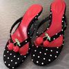 New Polka Dot Pinch Sandals Women's Non-slip Soft Bottom Cherry Flip-flops Versatile Casual