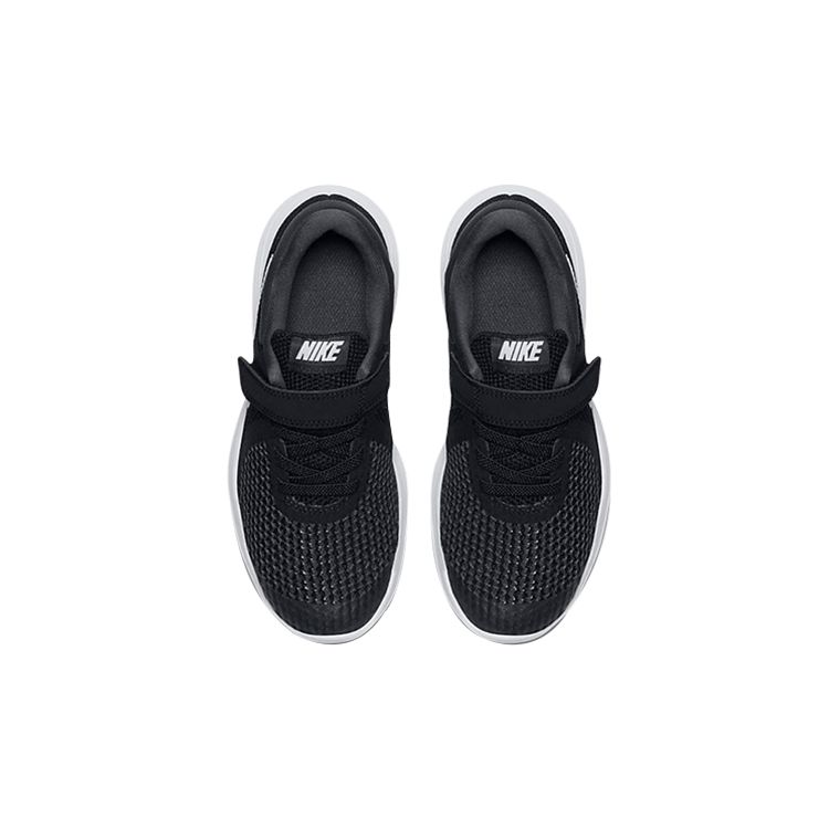 Nike Revolution 4 Velcro Sports Shock Absorbing Durable Low Top Kids Running Shoes Kids Sneaker Black White 943305-006