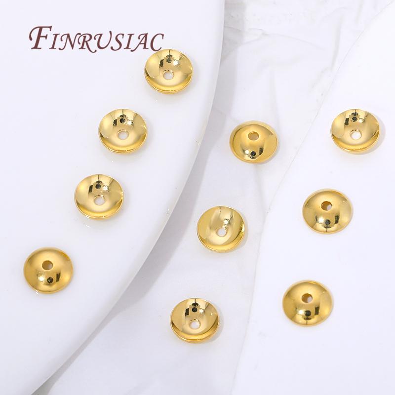 18K Gold Plated 6mm Bead Caps For Jewelry Making,Brass Beads Cap Spacer Beads For DIY Bracelets&Earrings Making Accessories