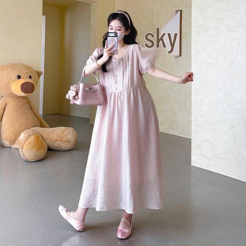 2026 Summer Fashion Long Sleeve Round Neck Maternity Dress Extra Large