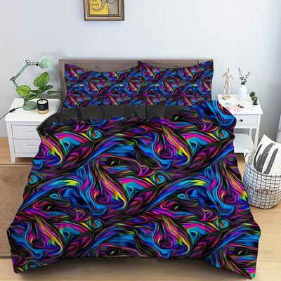 3D Psychedelic Geometric Duvet Set Three-Piece Adult Teen Bedroom Decoration Bedding