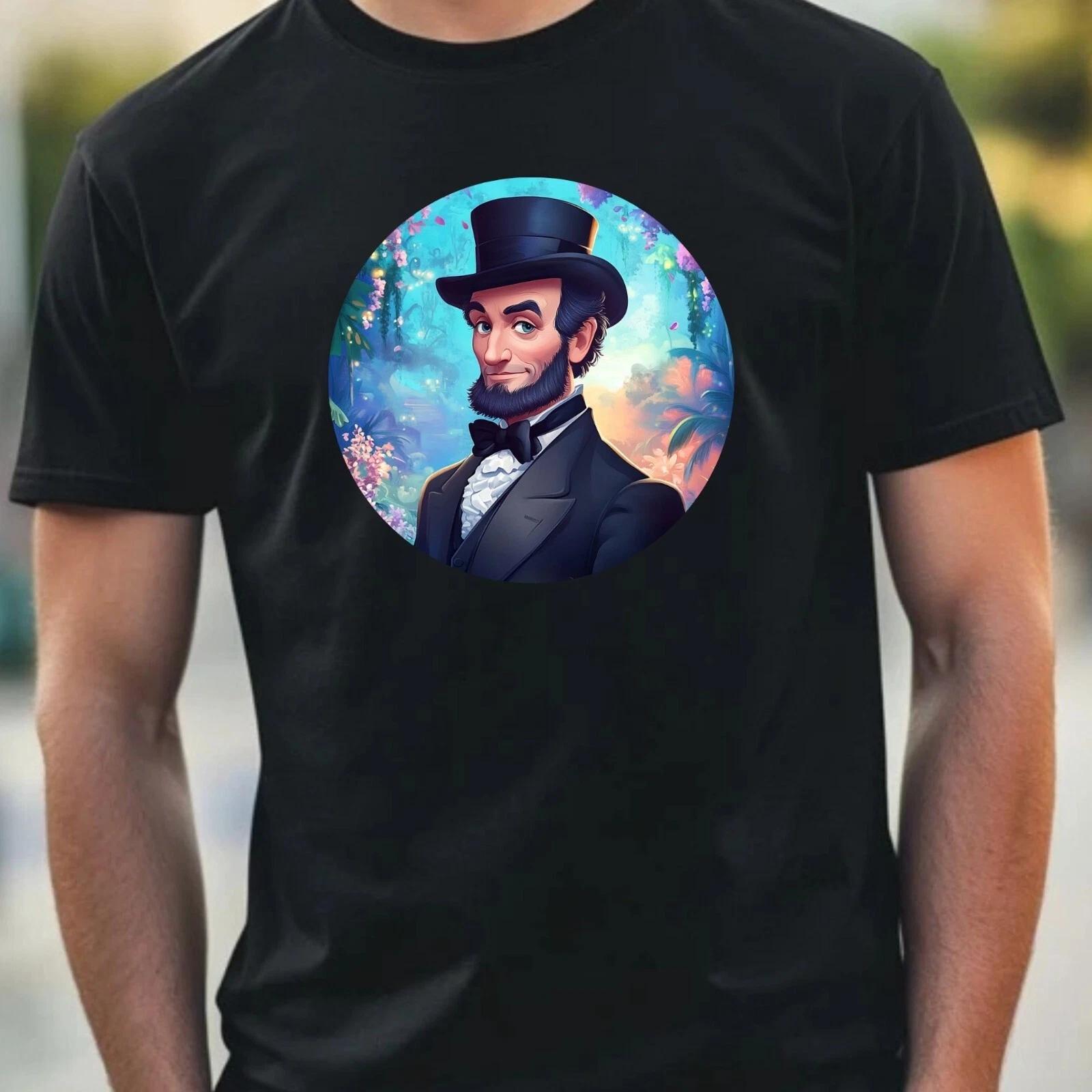 T-Shirt Herren Abraham Lincoln Portrait Motiv Baumwolle Größe XS bis 5XL XXL