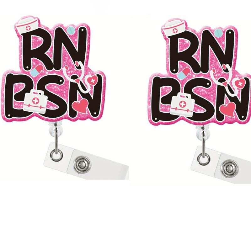 

Набор из 2 бейджей-рулеток для медсестер. Выдвижные ID-клипсы для зарегистрированных медсестер и бакалавров сестринского дела. прозрачный