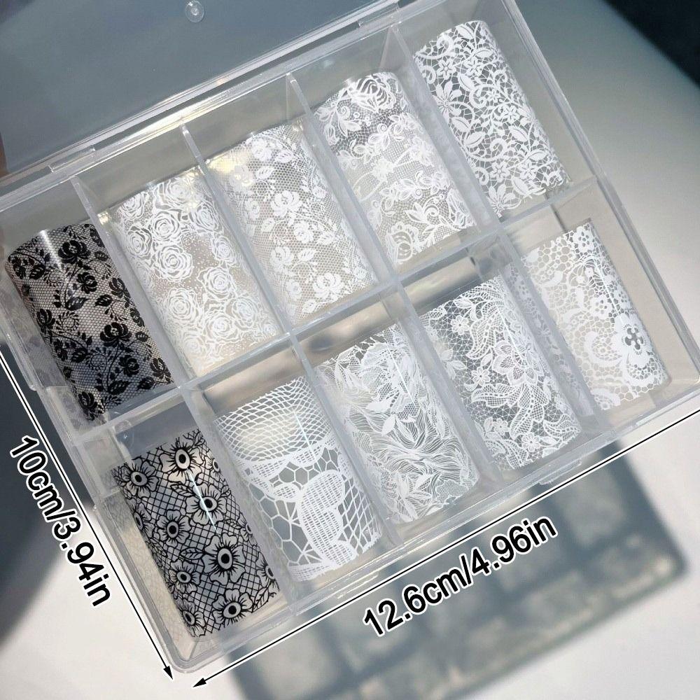 Lace Design Nail Foils Stripe Pattern Black White Nail Art Stickers Sequin Effect Leopard Print Nail Decals Nail Decoration