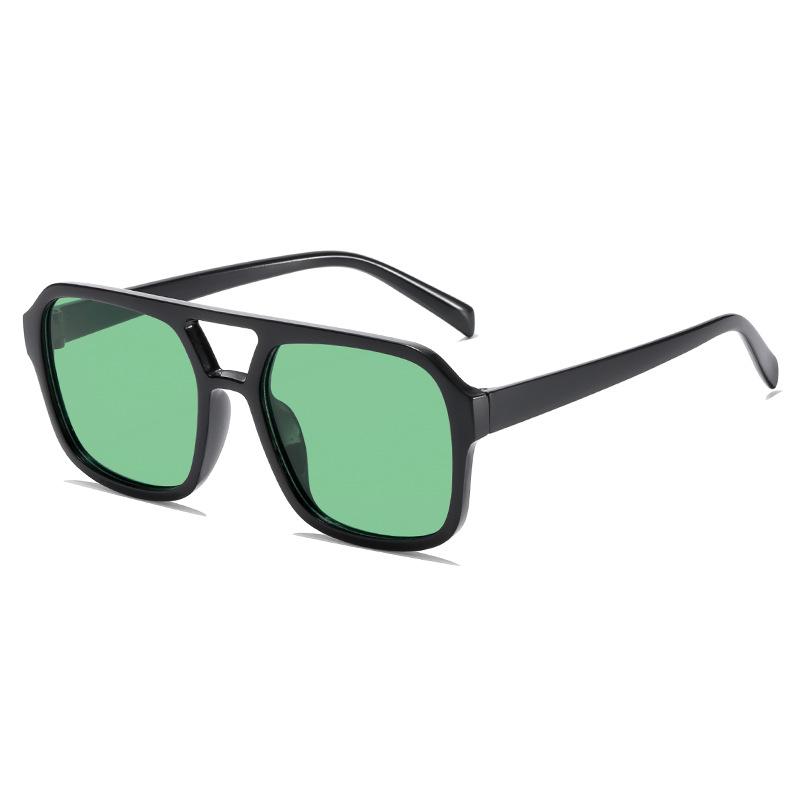 Candy-Colored Double-Beam Retro Square Sunglasses – Trendy UV Protection Specs