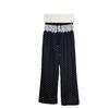 Spring 2025 Patchwork Lace Trim Polka Dot High Waist Loose Straight Wide-Leg Pants