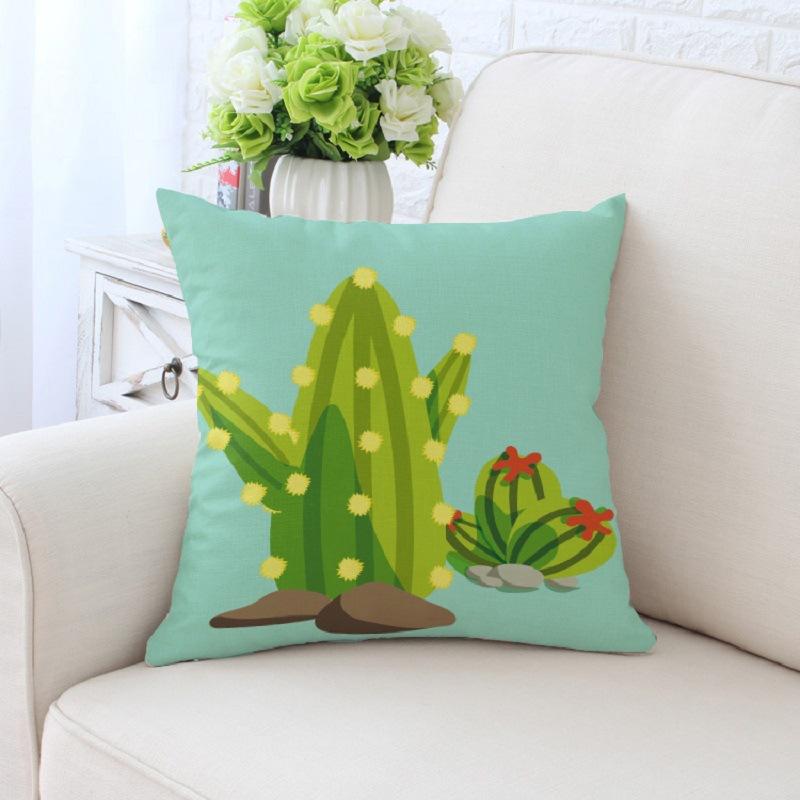 Fresh Tropical Cactus Potted Plant Pattern Home Living Room Sofa Bedroom Decorative Pillow Pillow Case