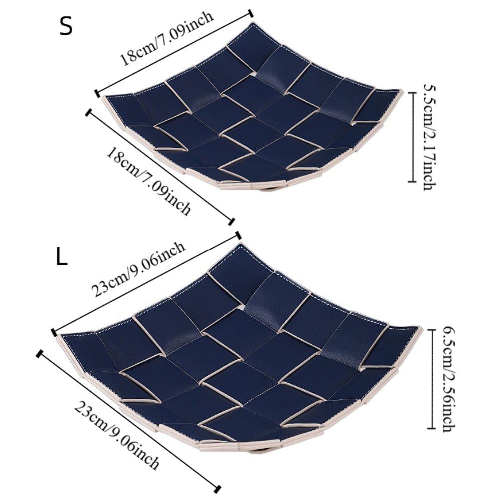 Waterproof Leather Woven Storage Tray Multi-functional Entrance Key Tray Jewelry Plate  Tea Table