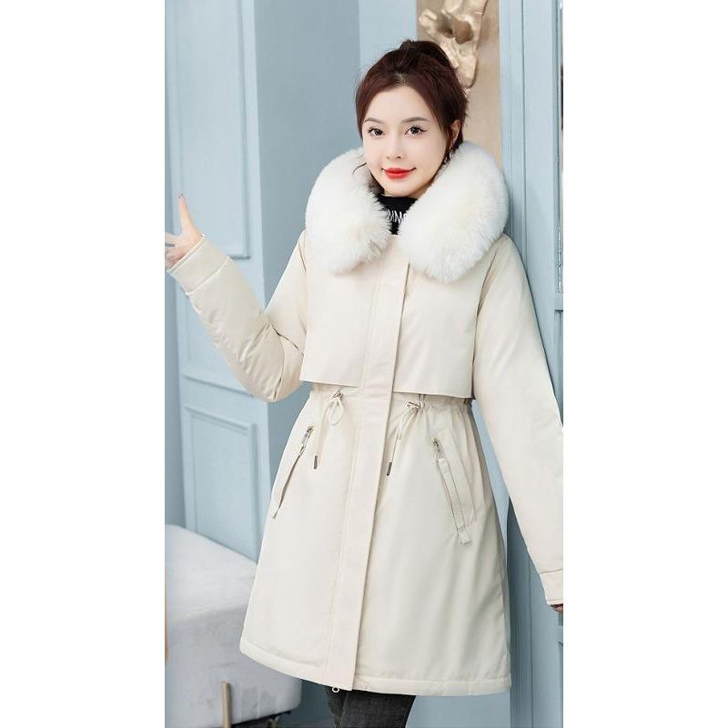 Plush Parker Down Jacket for Women, New Winter Thickened Cotton Coat for Small People, Workwear Cotton Jacket