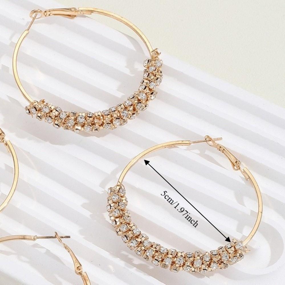 Fashion Jewelry Colorful Large Hoop Earrings Round Exaggerated Zircon Earrings Crystal Jewelry Studded Earrings Party