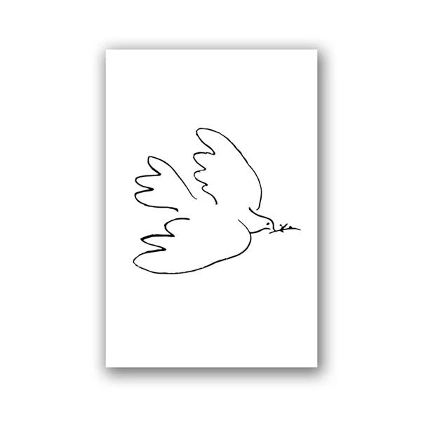 Picasso Minimalist Animal Dog and Peace Dove Canvas Painting Wall Art Pictures Posters and Prints for Living Bedroom Home Decor