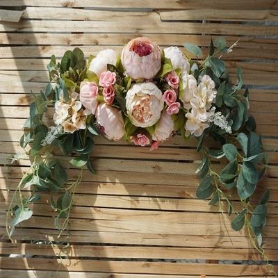 1Pc Artificial Wreath Artificial Rose Flowers Door Threshold Flower DIY Wedding Home Living Room Party Pendant Wall Decor Christmas Garland Gift Rose