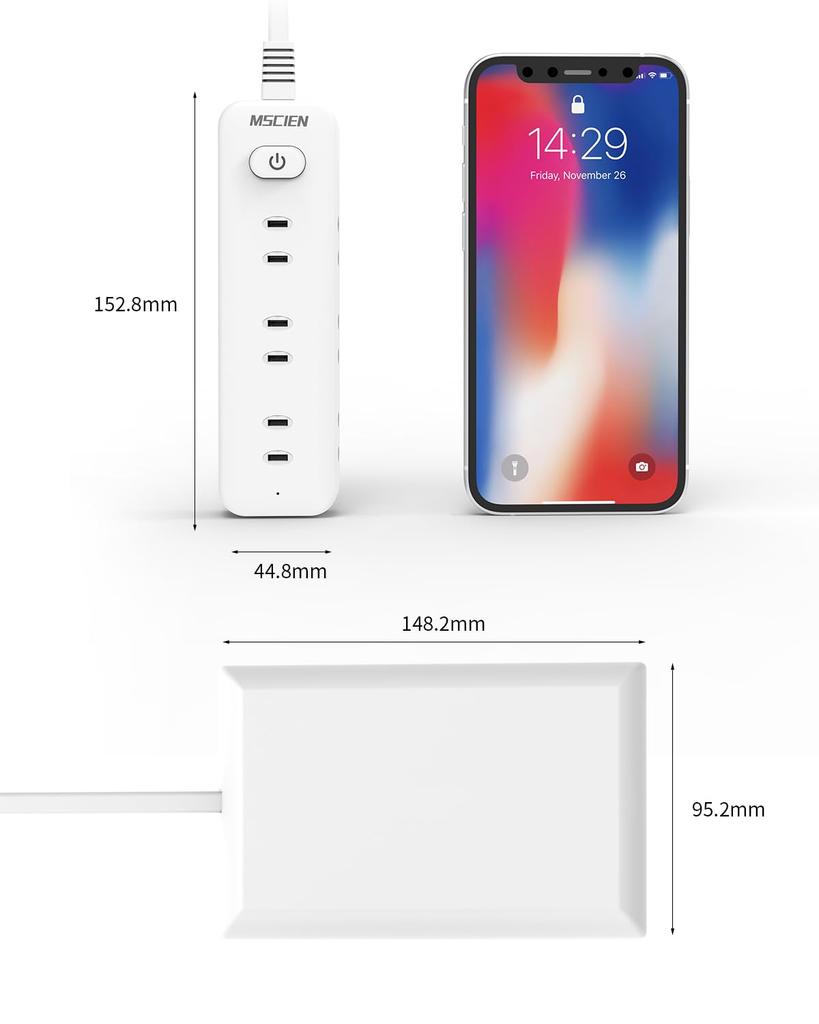 Mscien Outlet Baby Wall Outlet Conceals Prevents Children and Babies from Pulling Out Power Hidden 2m Extension Surge 9 Wall OA with Mscien Cover,