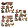 Decorative Wood Gift Tags 10/20/30Pcs 2D Flat Farmhouse Chicken Wooden Hanging Ornament, Rooster Hen Coop Barn Rustic Craft Ornaments Farm Pendants