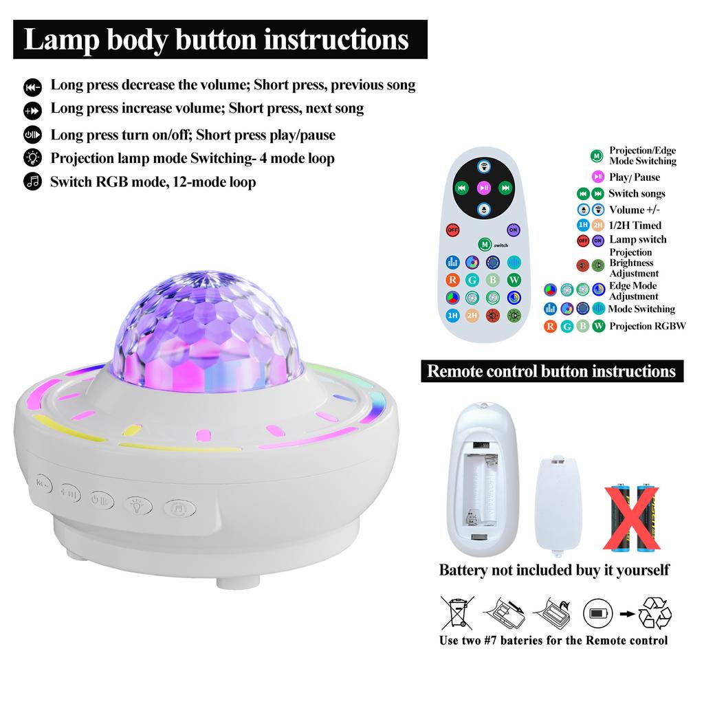 Starry Sky Mood Light Projector Night Light with Bluetooth Speaker Aurora Wav Room Master Bedroom Romantic Atmosphere Nightlight
