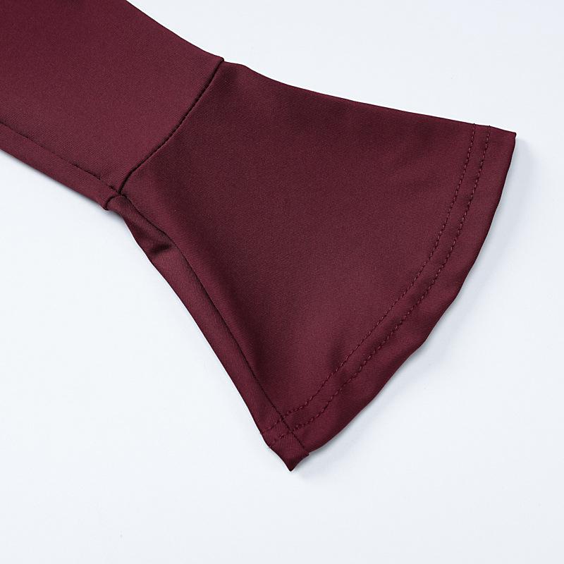 Dámské šaty s vysokým strečem a plisovanými záhyby, elegantní večerní šaty s volánkem, zimní maxi šaty s dlouhým rukávem, vestido