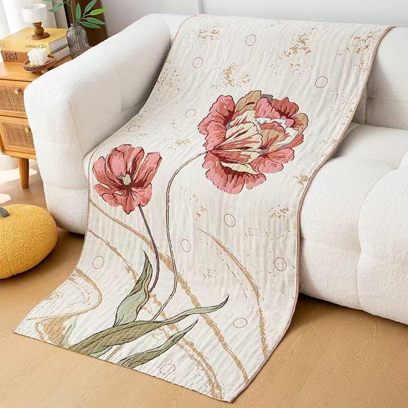 China Colored Jacquard Pure Cotton Four-Layer Gauze Bath Towel Men Women Extra-Large Adult Beach Towel Soft Absorbent