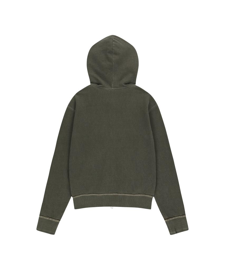 Aakam Vintage Damaged Zip-Up Hoodie (Khaki)