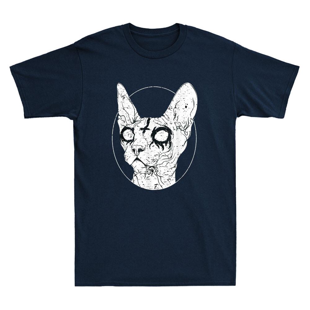 Black Metal Sphynx Cat I Goth and Death Metal Music Lover Vintage Unisexs TShirt