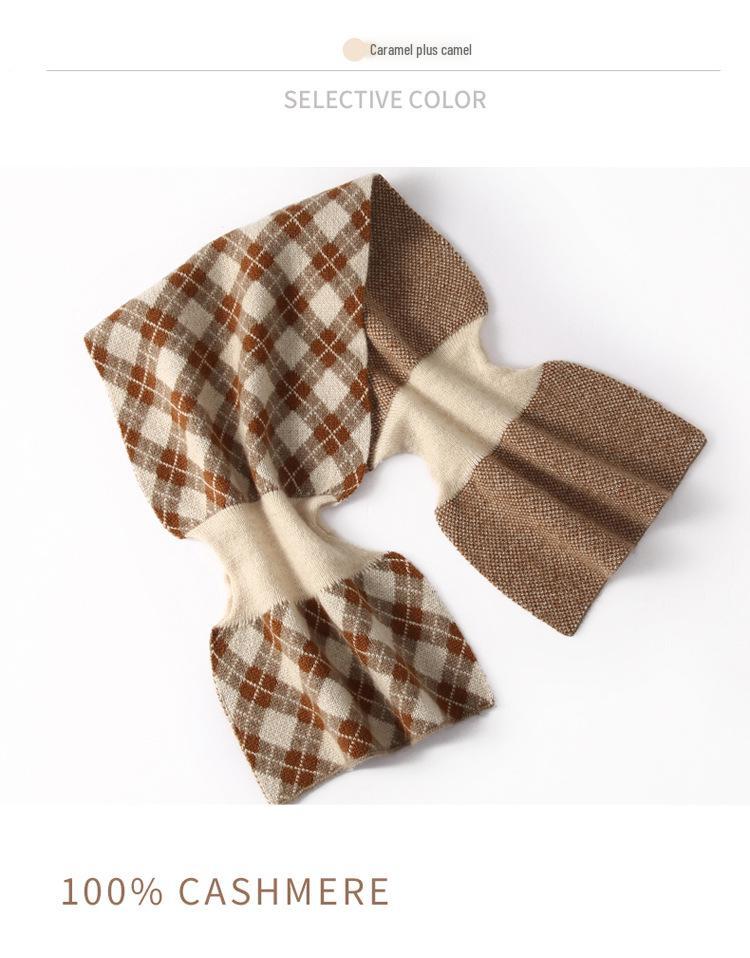 100% Cashmere Plaid Knit Neck Gaiter & Scarf - Soft & Warm