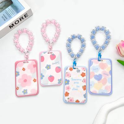 Ins Student Id Card Holder with Lanyard Slide Cover Transparent ABS School Card Cover Game Cards IC Card Protective Cover