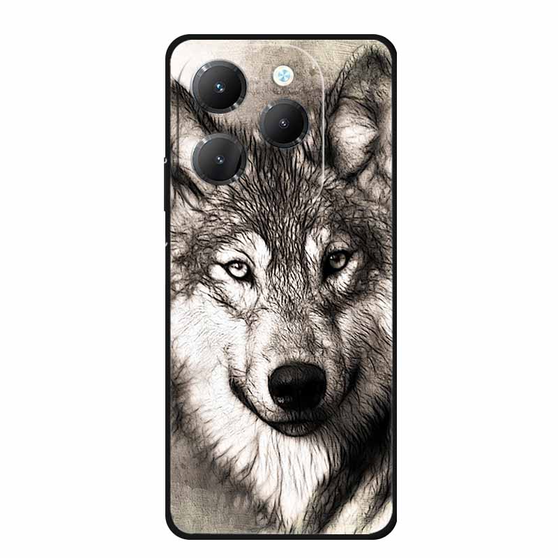 For Infinix Hot 40 Pro Case Animals Soft Silicone TPU Cover Phone Cases For Infinix Hot 40i Hot40 X6837 Protective Wolf Coque
