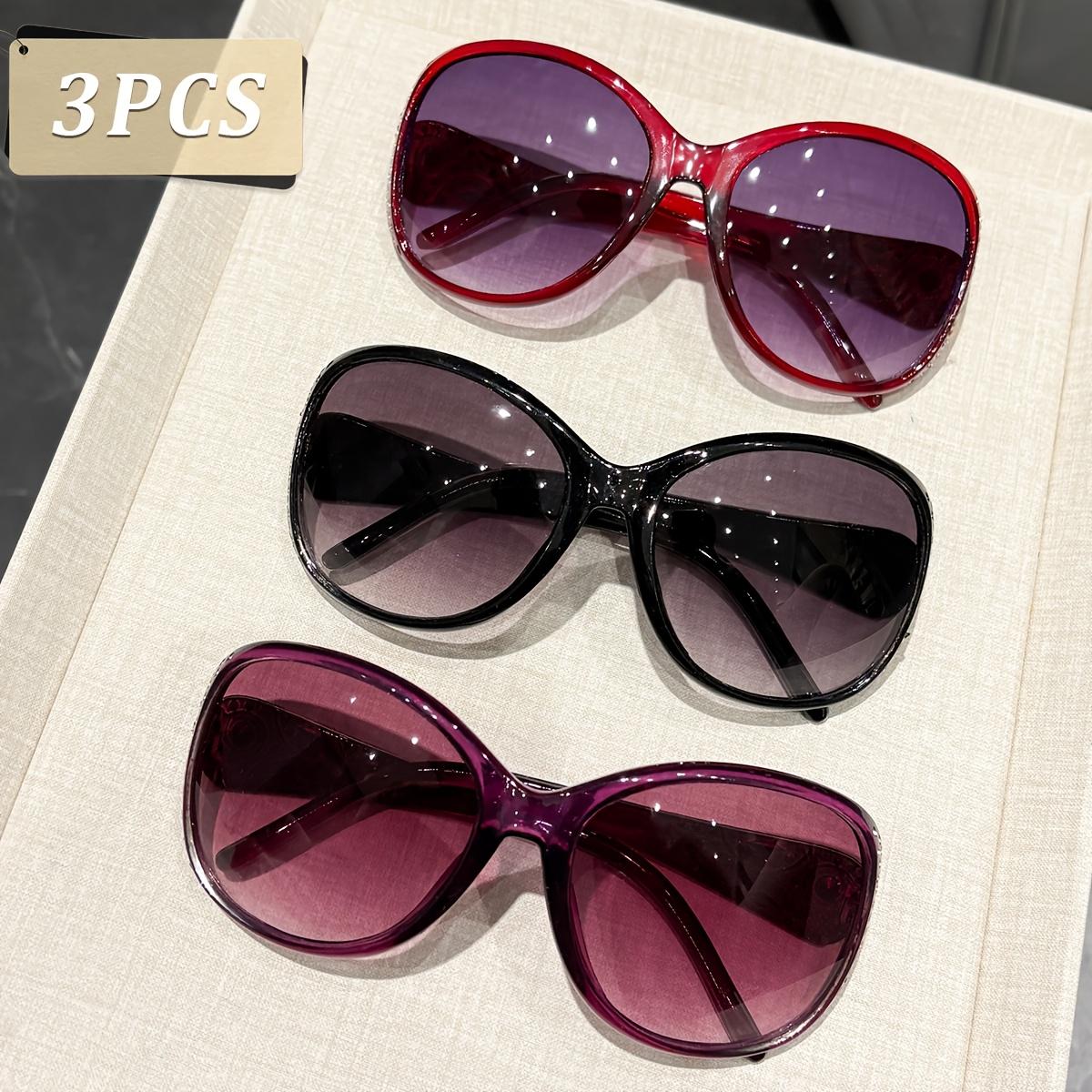 3PCS Fashionable new cat-eye women s sunglasses suitable for wearing at parties Red+Black+Purple