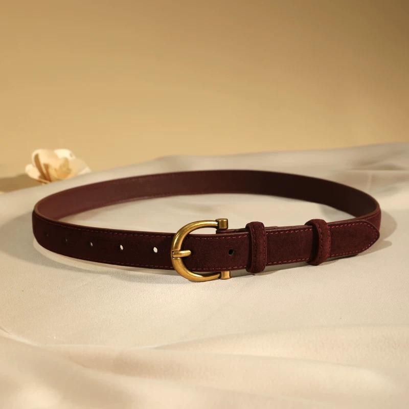 Women's Genuine Leather Red Ankara Fashion Belt for Jeans and Dresses