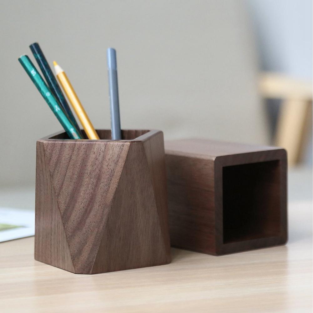 M-Modern-Stationery Storage Black Walnut Simple Desk Office Pen Holder Student Calligraphy Multi-Function Storage