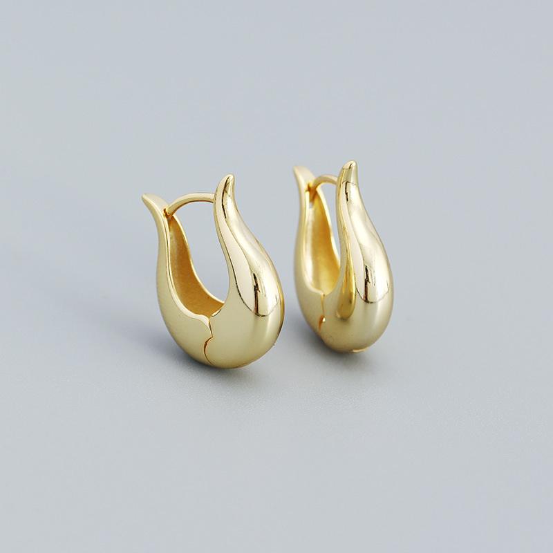 Vintage Gold Plated Smooth Metal Earrings For Women Glossy Shiny French Earrings Luxury Fashion Statement Jewelry Party Gift