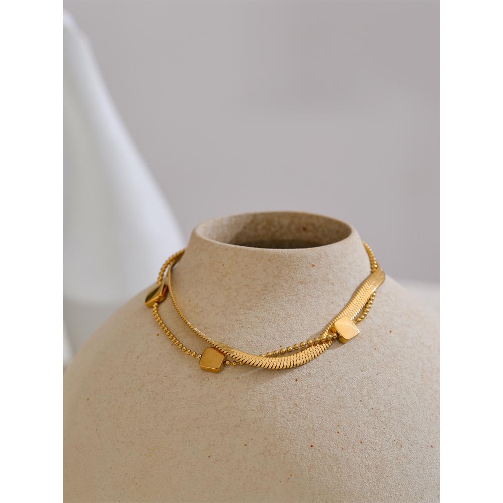 Eetit 2025 316L Stainless Steel Double Layered Snake Chain Stacking Bracelet Bangle Waterproof Trending Jewelry Accessories