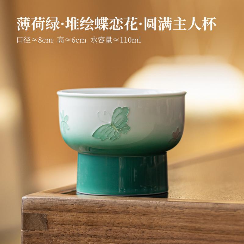

110ml Pile Painting Butterfly High Foot Teacup Retro Tea Bowl Set Of Cups Tea-tasting Personal Cup Jianzhan Master Cups Tea Set As Your Choose