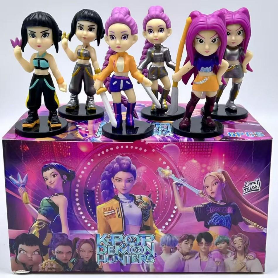 6pcs/set with Box KPop Demon Hunters Superstar Rumi Mira Zoe Acrylic PVC Action Figure Toy Anime Figurine Doll For Fans Gift