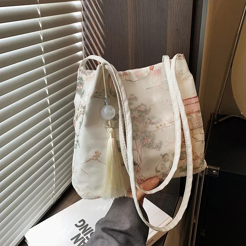2026 New Models Silk Jacquard Fashiable Minimalist Bag New Chinese Style Retro Bag Single Shoulder Diagal Cross Women's Bag