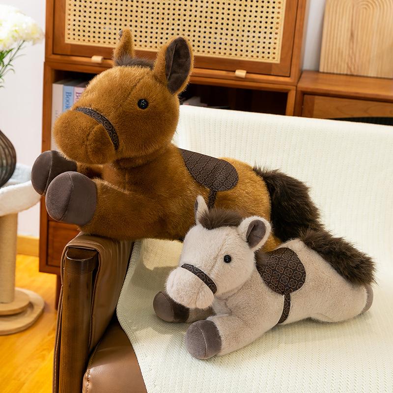 Cartoon Chinese Zodiac Horse Plush Toy Cute Stuffed Pony Doll Sofa Throw Pillow Home Decoration New Year Mascot Festival Gift