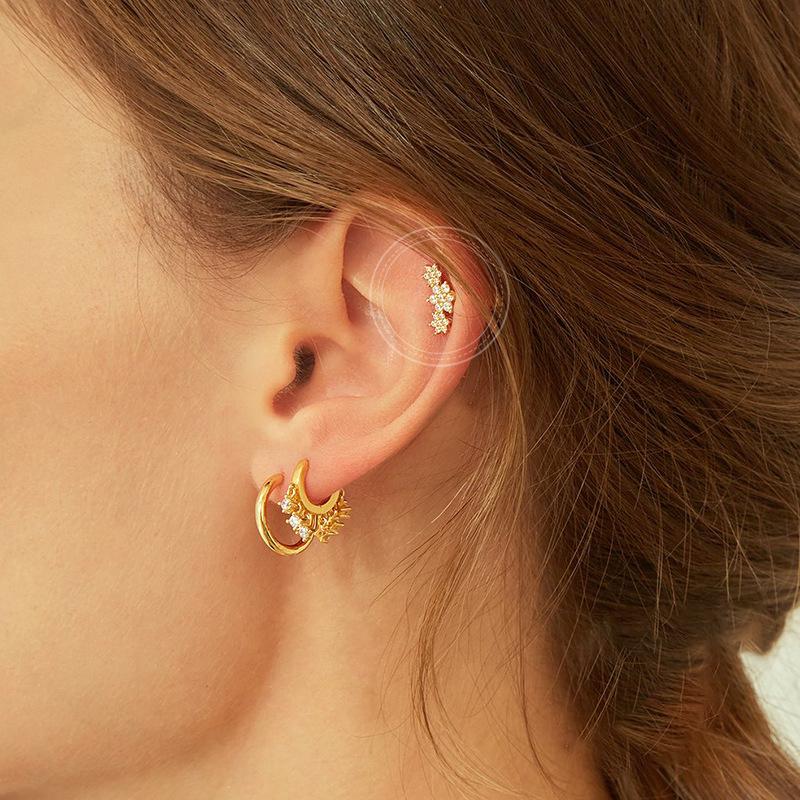 New Design Stainless Steel Cubic Zirconia Small Hoop Earrings For Women Punk Blue Huggie Thin Cartilage Earring Piercing Jewelry